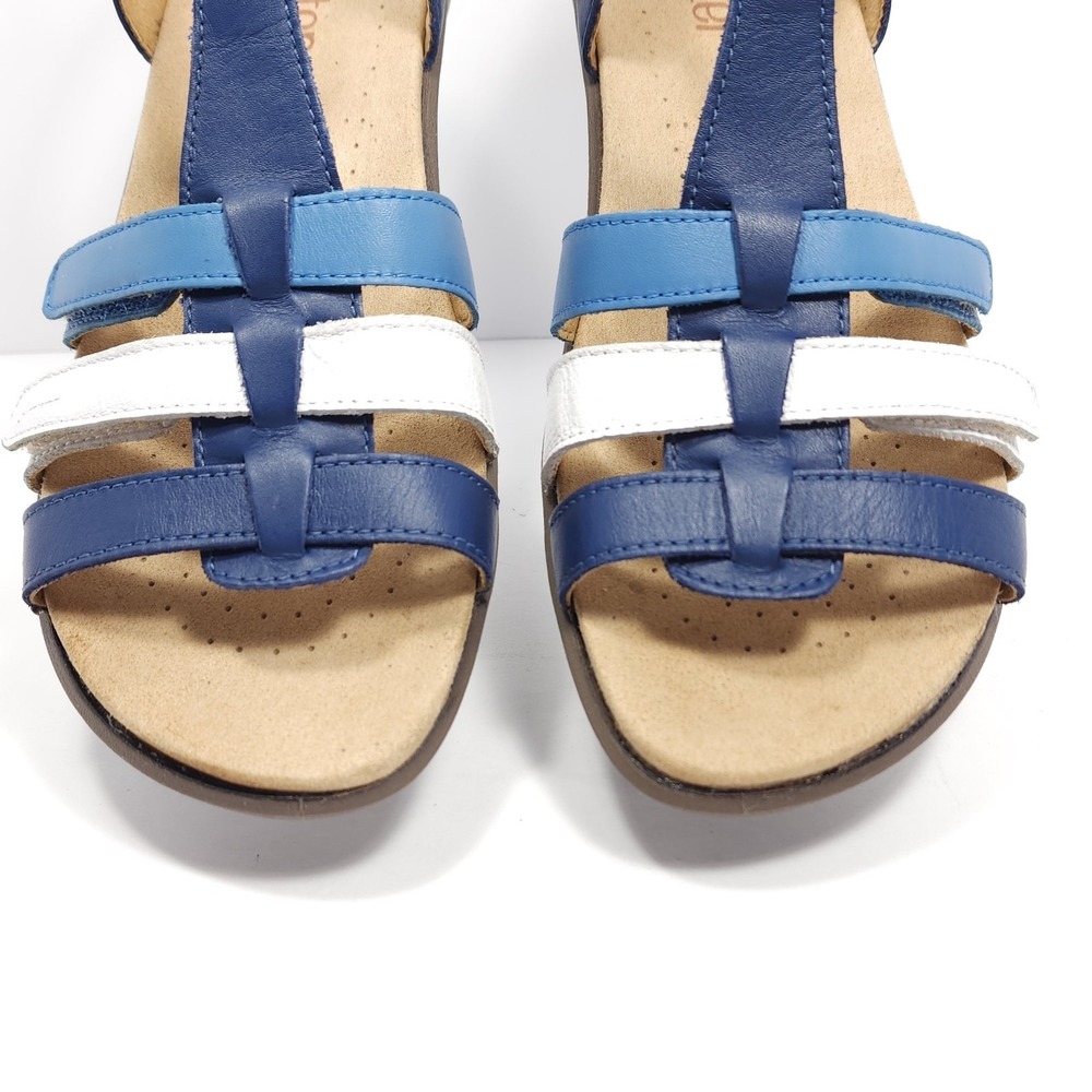 Hotter Soli Women's Leather Gladiator Sandals STD Aquatic Blue & White Size 9 - Picture 10 of 16